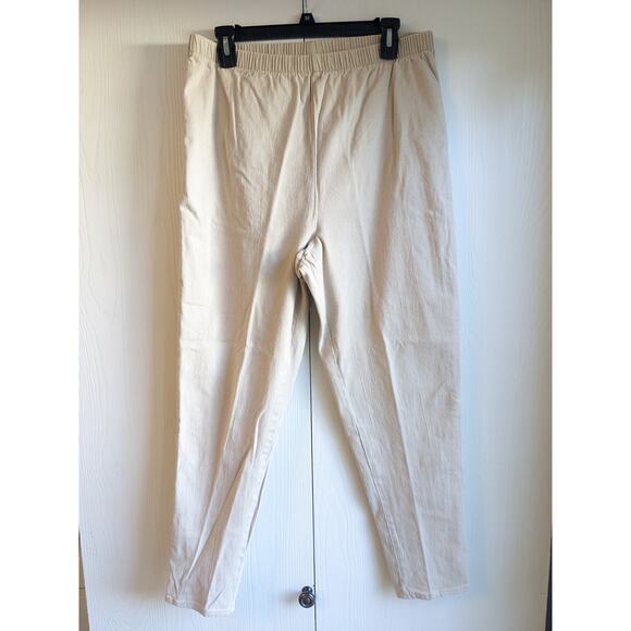 NWB CASUALS Women's Tan Elastic Waist High Rise Straight Leg Pant Size L - Picture 1 of 3